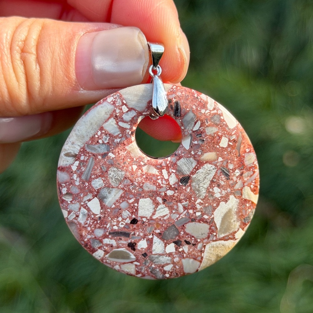 925 silver plated brecciated jasper pendant 1022‎